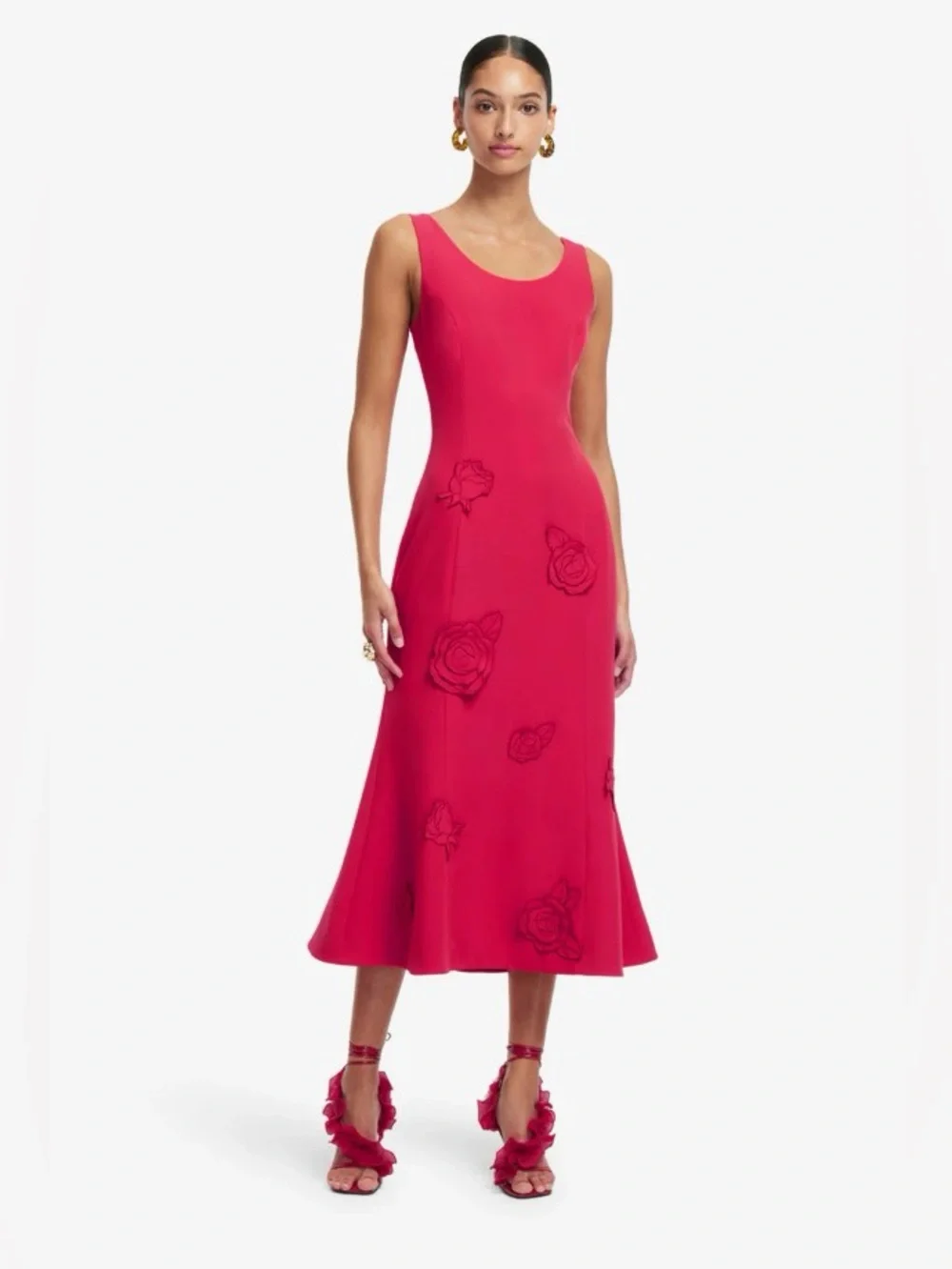 LEO LIN EMILY Red Flower Applique Trumpet Mini Dress AU8/US4 NWOT - Picture 3 of 6